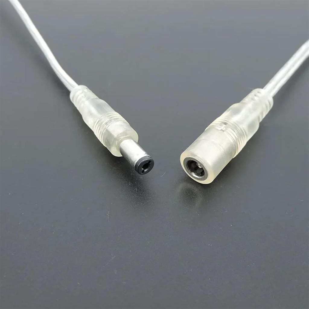0.2/1m Transparent DC Male Female Pigtail Cable Jack 5.5x2.1mm 5A 20awg Power Adapter Connector Extension Cord(Dc Female 1pcs,1M)