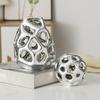 Electroplated Gold Ball Ornament Hollow Ceramic Vase Living Room Office Bookcase Ball Ornament Abstract Flower Arrangement Gifts