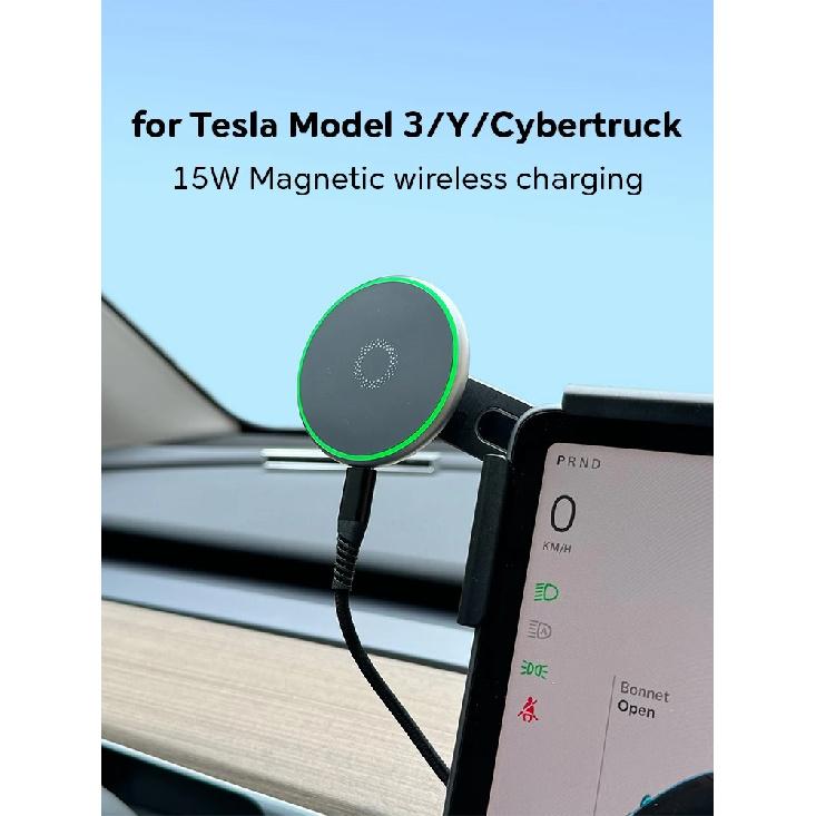 Car Phone Mount Holder 15W 25W Qi2 Compatible with MagSafe Magnetic Wireless Charger for Tesla Model Y juniper 2026 Model 3  BYD