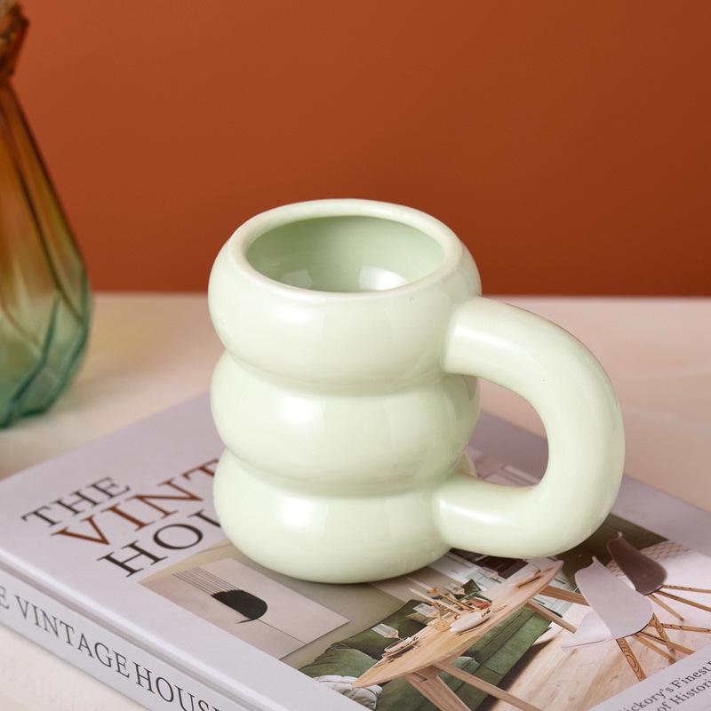 Creative hand handle ceramic mug large capacity large ear cup enterprise business latte coffee cup bone china