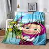 Coperta morbida in peluche 3D Masha e Orso, Cartone animato di Natale, Coperta in flanella, Plaid per Soggiorno, Camera da letto, Letto, Copertura per divano
