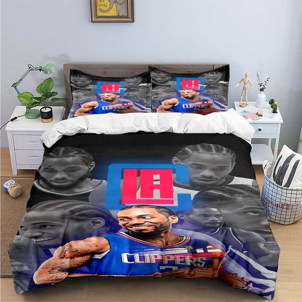 Fashion No2 Basketball Star K-Kawhi L-Leonard Print Bedding Sets Bed Supplies Set Duvet Cover Bed Comforter Set Bedding Set Gift
