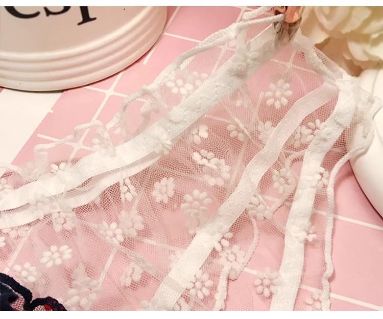 Damen Niedliche Schleife Spitze Mesh Cutout Mid-Waist Slips