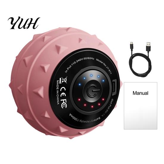 Tragbarer Massageball mit mehrstufiger Vibration, Yogaball, Handlicher elektrischer Muskelroller, 1300mAh Akku, 3 hohe Vibrationsstufen für