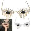 Trendy Eyeglass Frame with Exquisite Diamong Inlay Face Jewelry Accessories Unique Frameless Style Adornment for Women