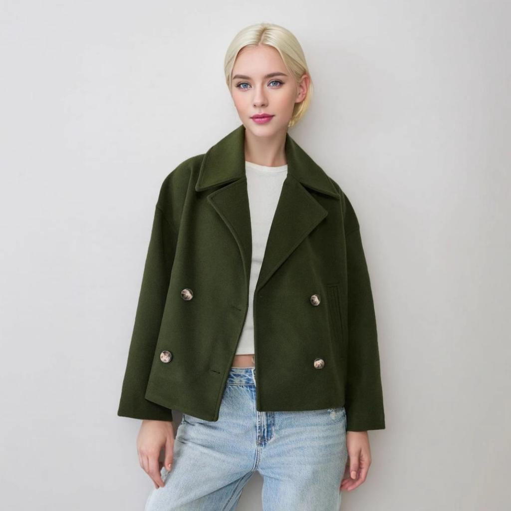Neu eingetroffen Damen Herbst Winter Verdickter Wollmantel, Europäischer Amerikanischer Stil Großes Revers Langarm Kurze Oberbekleidung