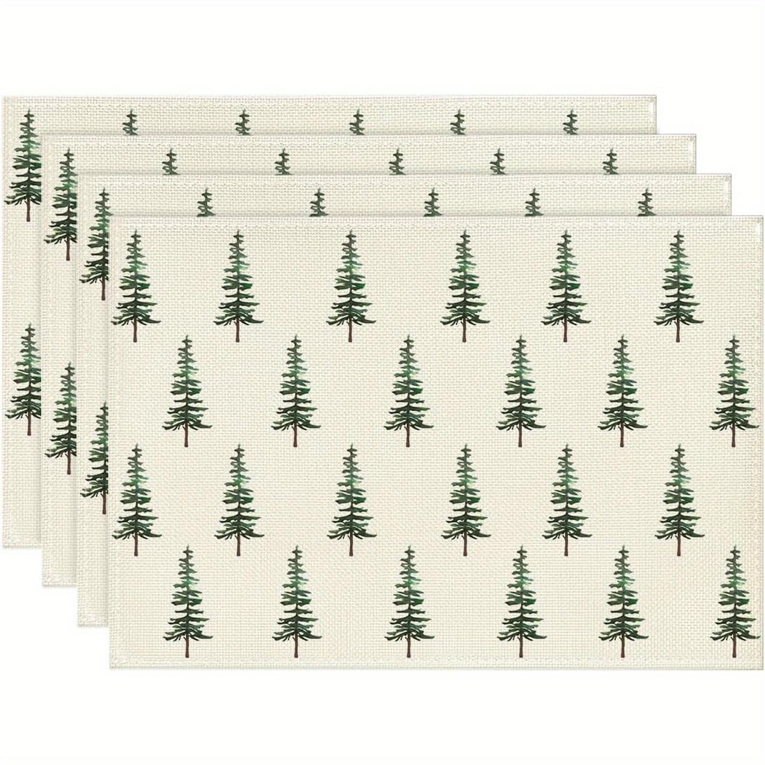 4/6/8/10PCS Christmas Placemats Christmas Tree Merry Christmas Placemats Kitchen Coasters Coffee Coasters Home Decor 4PCS