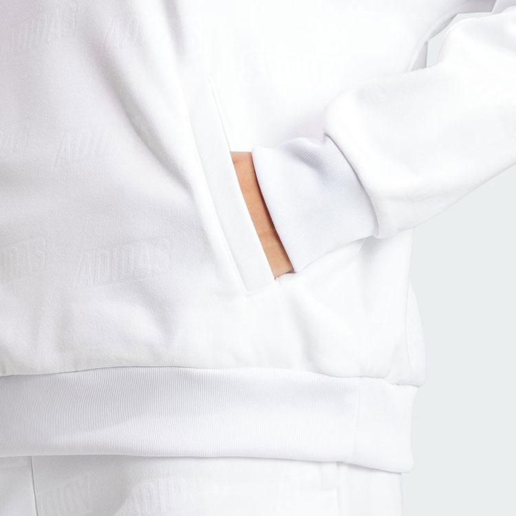 Adidas Dámská fleecová mikina s kapucí a reliéfním monogramem Bílá IM2587