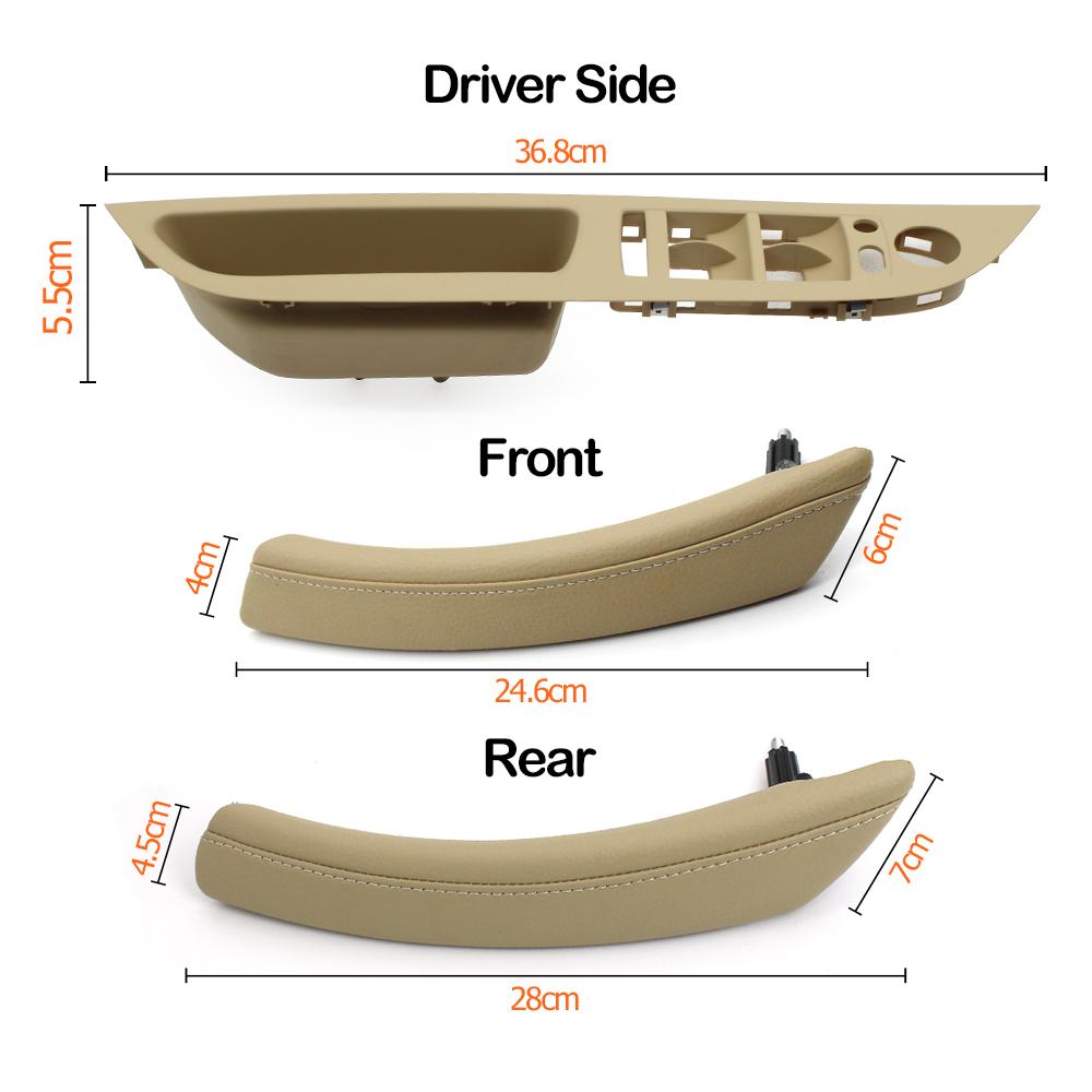LHD Car Interior Armrest Door Handle Window Panel Pull Handle Cover Trim Replacement For BMW 5 Series E60 E61 2006-2010