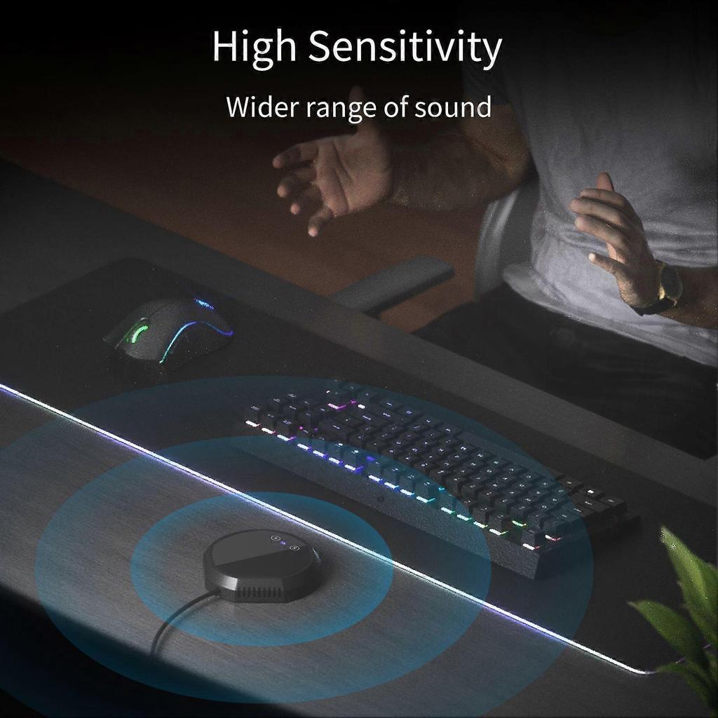 Desktop USB Conference Speakerphone Microphone 360 Omnidirectional Condenser Plug & Play PC Computer Mic Support BT Speaker Touch-Sensor Buttons  Func