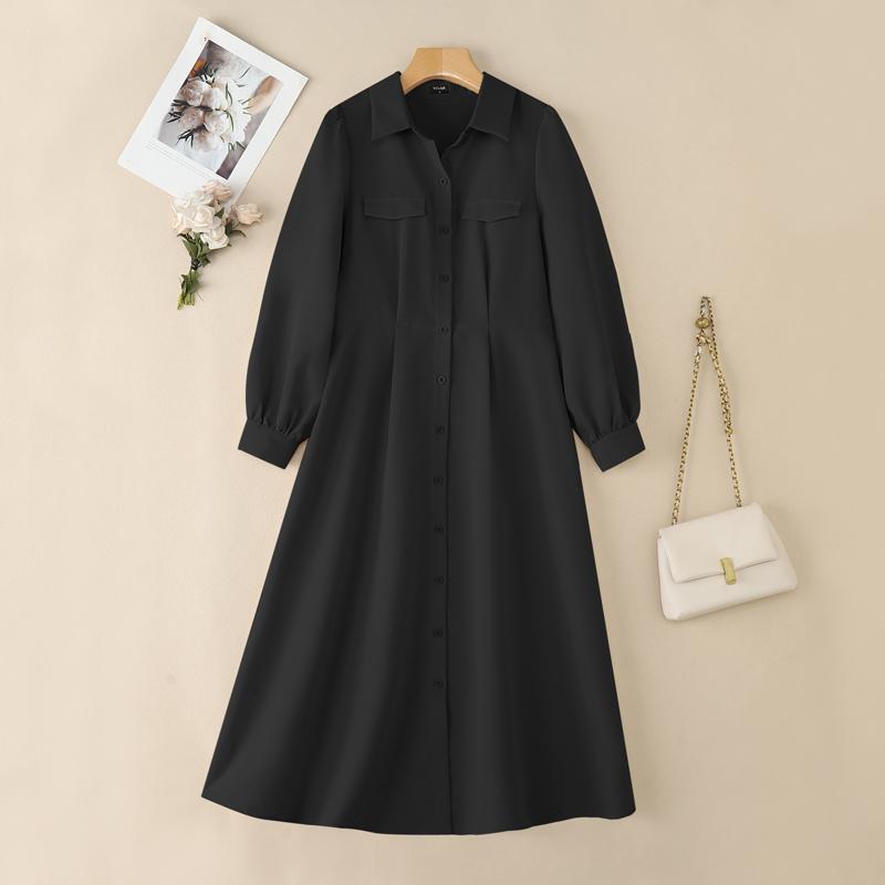 VONDA Women Turn Down Collar Casual 3/4 Sleeve Loose Office Shirts Dress Work Wear
