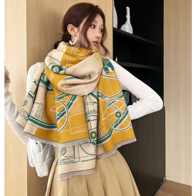 Versatile Thickened Scarf Women's Autumn and Winter New Galaxy Dreaming Jacquard Shawl Premium Sense External Warm Scarf