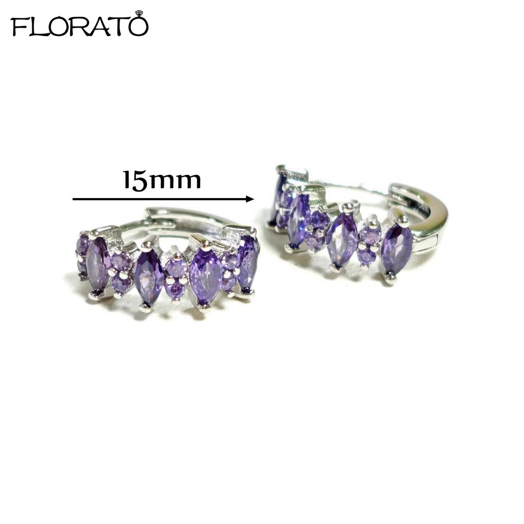 925 Silver Needle Elegant Purple Earrings Exquisite Small Hoop Earrings for Women Fashion Puncture Jewelry Accessories