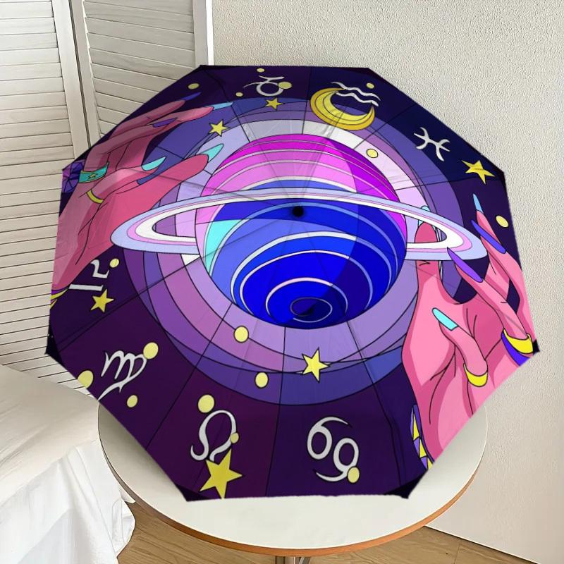 

1pc Cosmic Hands Holding Planet with Rings Umbrella with Plastic Handle,Suitable for All Seasons Home Travel Outdoor UmbrellaDD733
