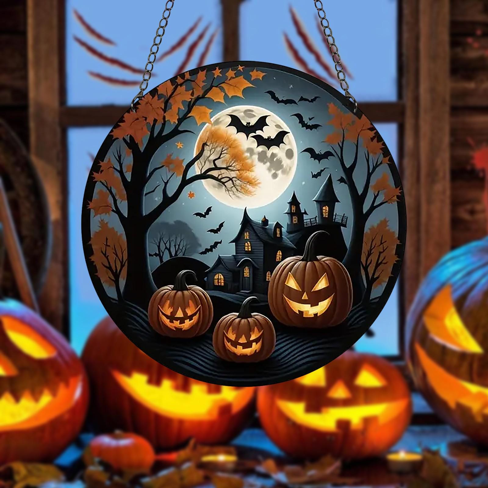 

2D Праздничные подвески Хэллоуин Акриловые витражные украшения для окон Украшения для сада Украшения для крыльца дома One Size