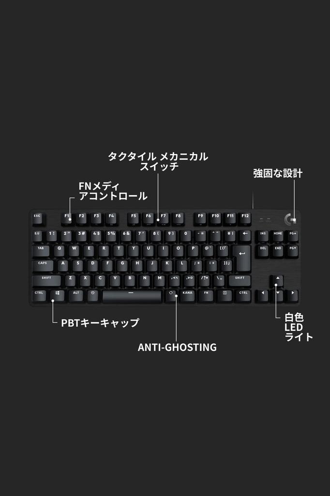LOGITECH G Teclado para juegos G413TKLSE con cable, sin teclado numérico, tacto confiable, diseño japonés, teclas PTB de alta durabilidad.