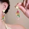 Elegant Grape Cluster and Wheat Ear Tassel Earrings for Women - Fashionable and Versatile Slimming Ear Jewelry