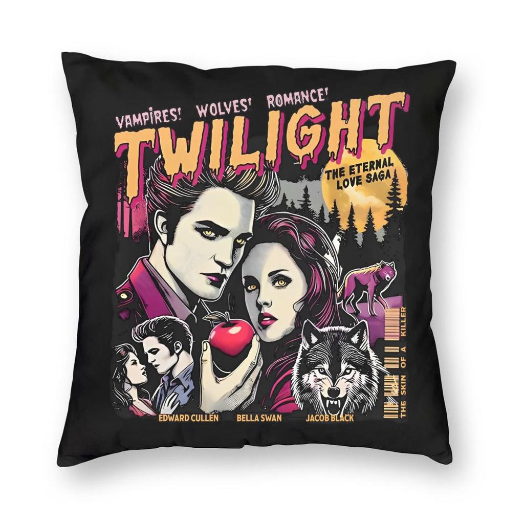Twilight Saga Comic Retro Pillowcase Printed Polyester Cushion Cover Decoration Throw Pillow Case Cover Home Zippered Xcm