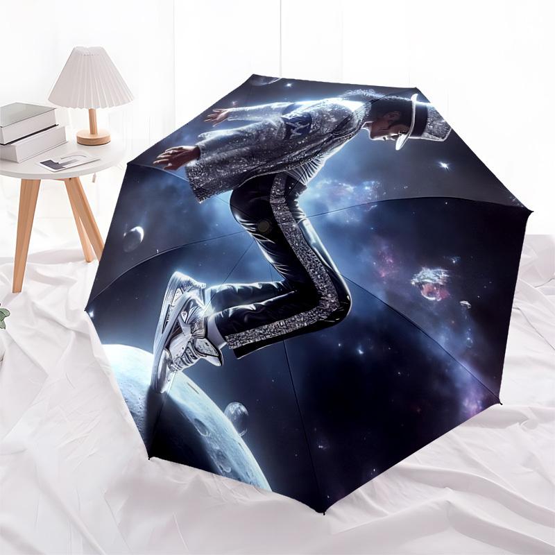 1pc Space Dancer Michael Jackson Automatic Folding Umbrella, Portable Collapsible Design, Casual Outdoor Accessory L1202021