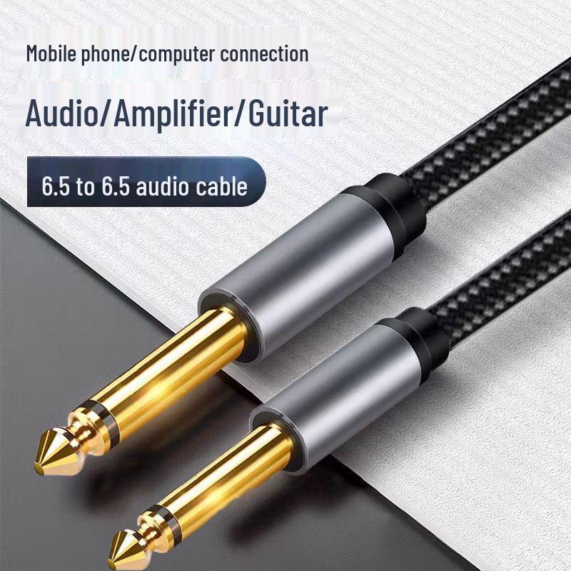 6.35mm To 6.5mm Male-to-Male Audio Cable for Amplifiers, Speakers, Laptops, and Microphones
