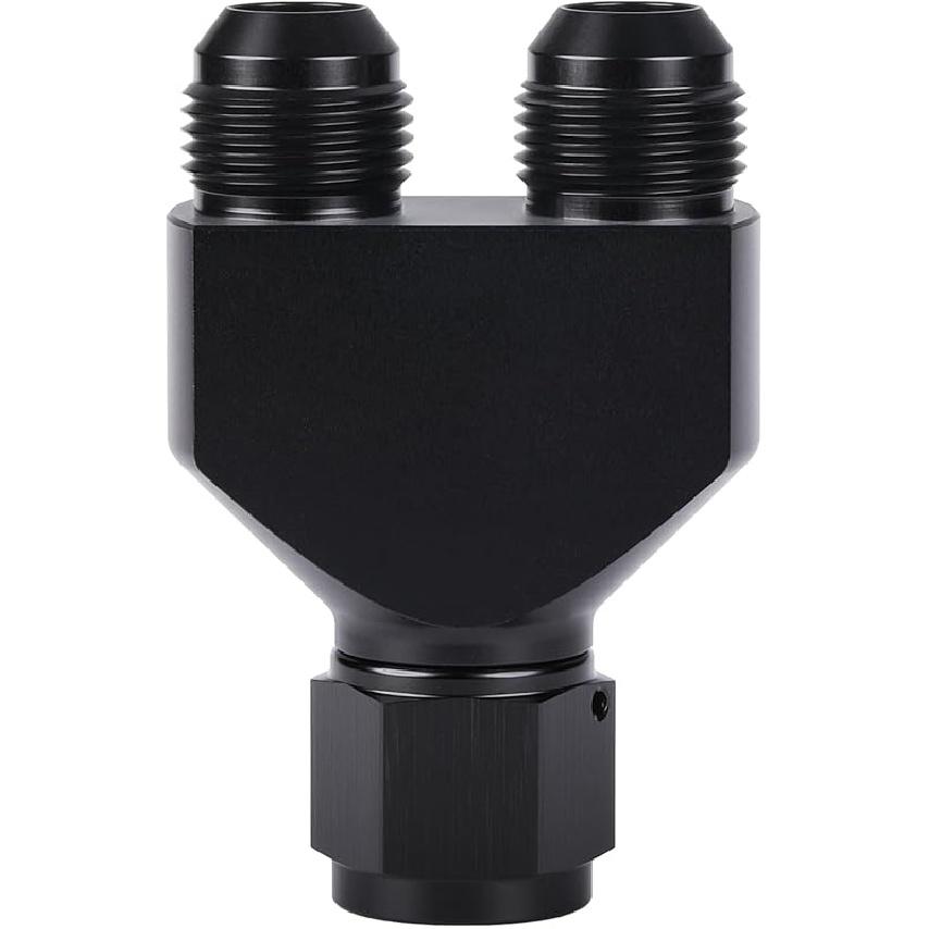 10AN Female to Parallel Dual 10AN 10AN Male Y Block Fuel Fitting Splitter Adapter Connector Aluminum Black