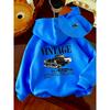 Children's RETRO CAR VINTAGE Letter Printed Hoodie Loose Casual Long-sleeved Top, Spring and Autumn Models