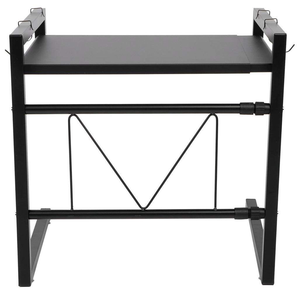 Black Telescopic Microwave Oven Rack Kitchen Storage Shelf Multifunctional Stand for Home