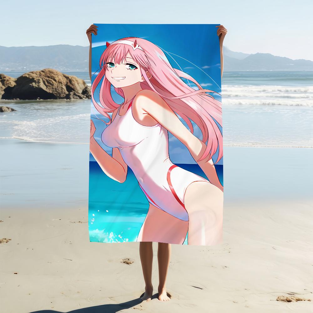 Anime Z-Zero Two D-Darling In The F-Franxx Towel Soft Pool Gift For Travel Gym Shower Camping Quick Dry Sports Large Beach Towel