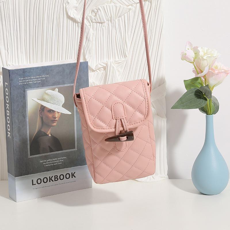 Casual embroidery rhombus shoulder messenger mobile phone bag, a new versatile women's bag