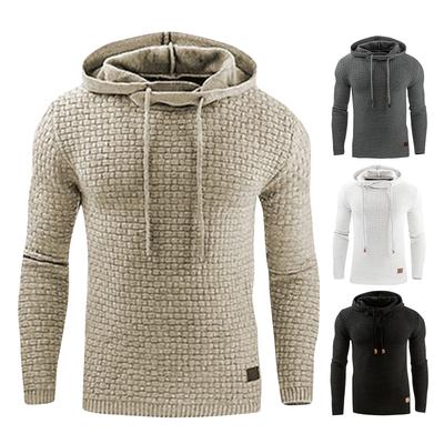 Herren Casual Einfarbig Karierter Hoodie, Langarm-Hoodie, Sweatshirt und Jacke