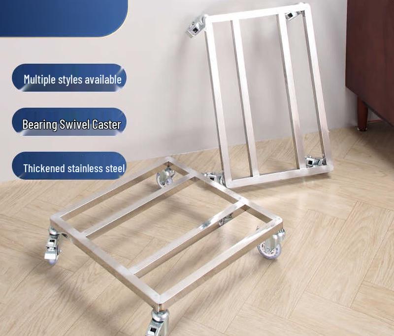 Stainless Steel Rolling Utility Storage Shelf (60x60cm)