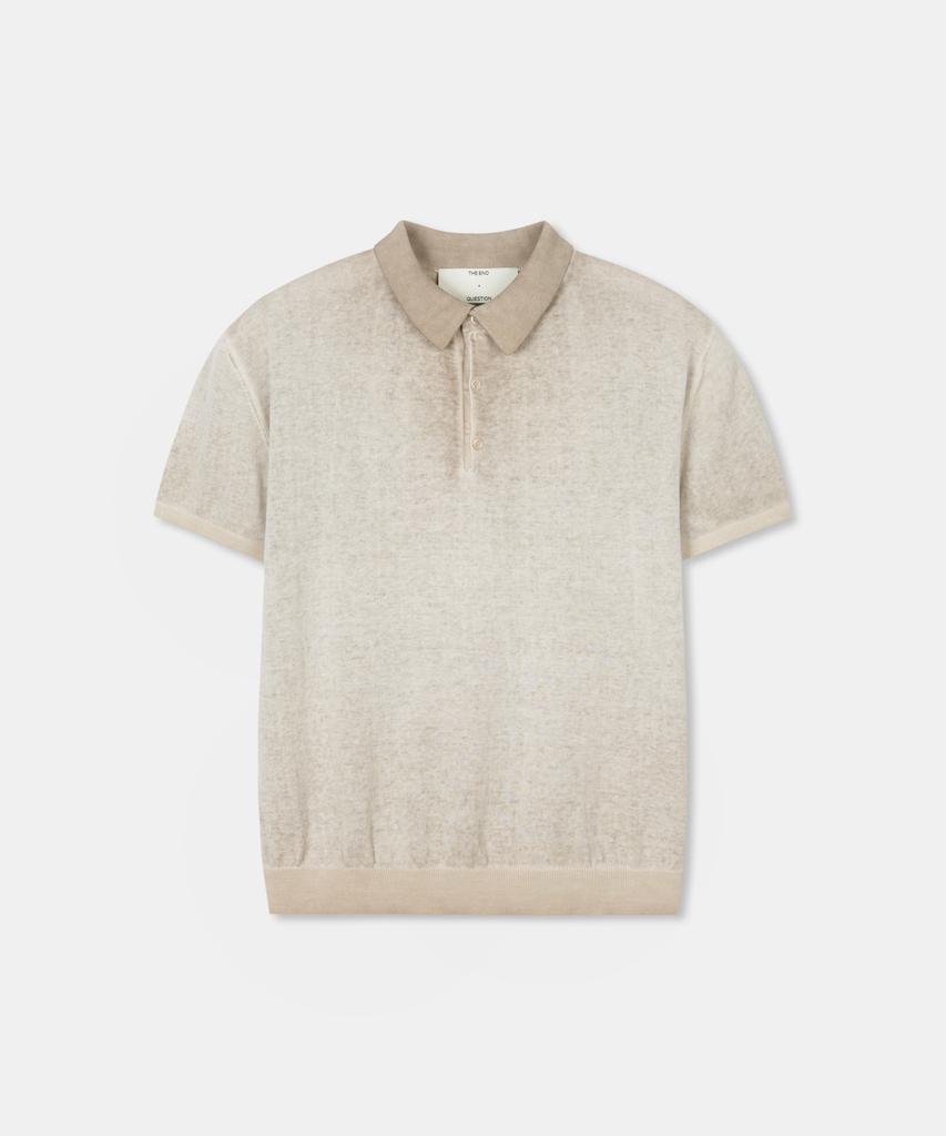 Diaendeukweseucheon Dyeing Washed Collar Knit Top / Beige