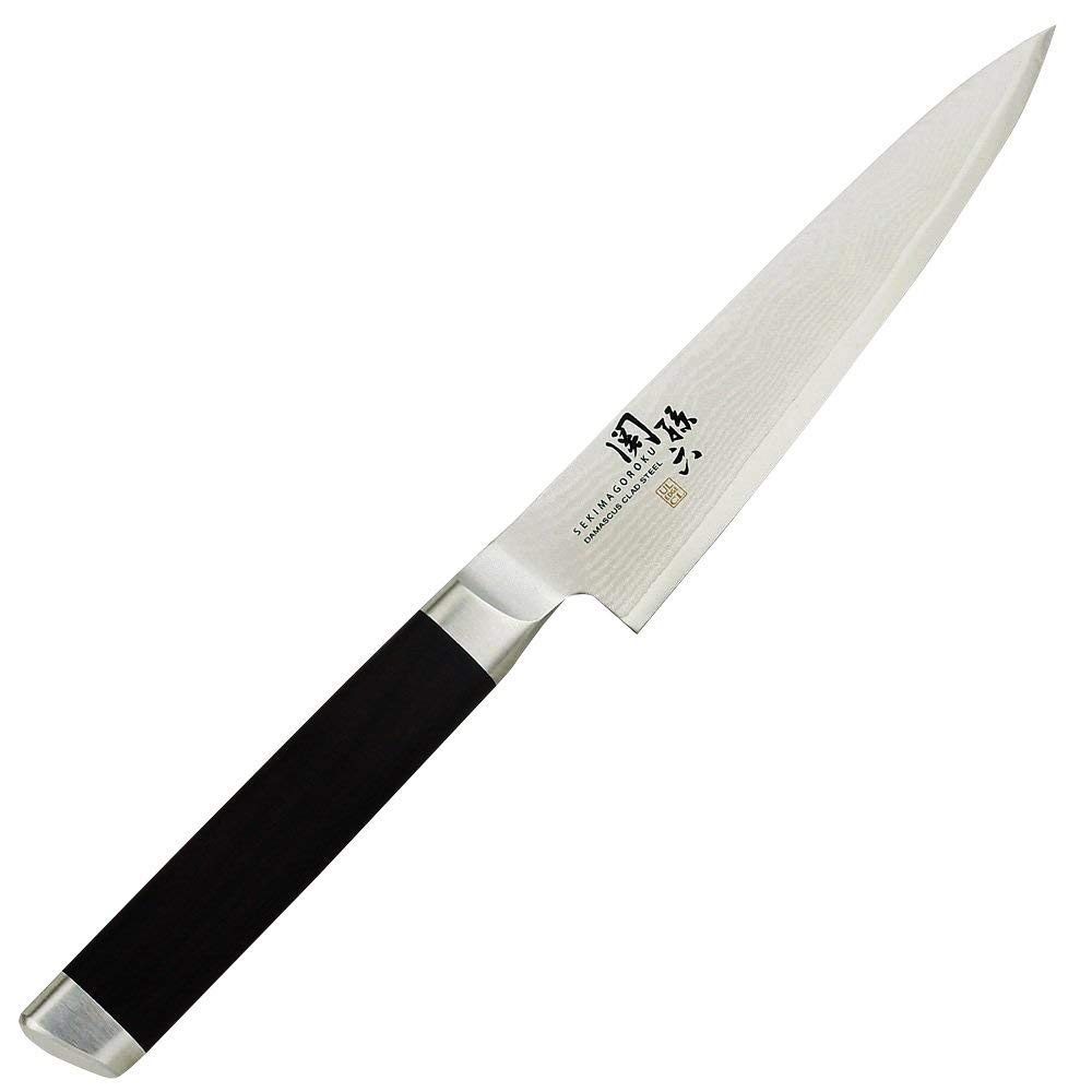 Kai Seki Magoroku Damascus Santoku Knife Petty Knife Sharpener Dishcloth Set + + + [AE-5200, AE-5202, AP-0308]
