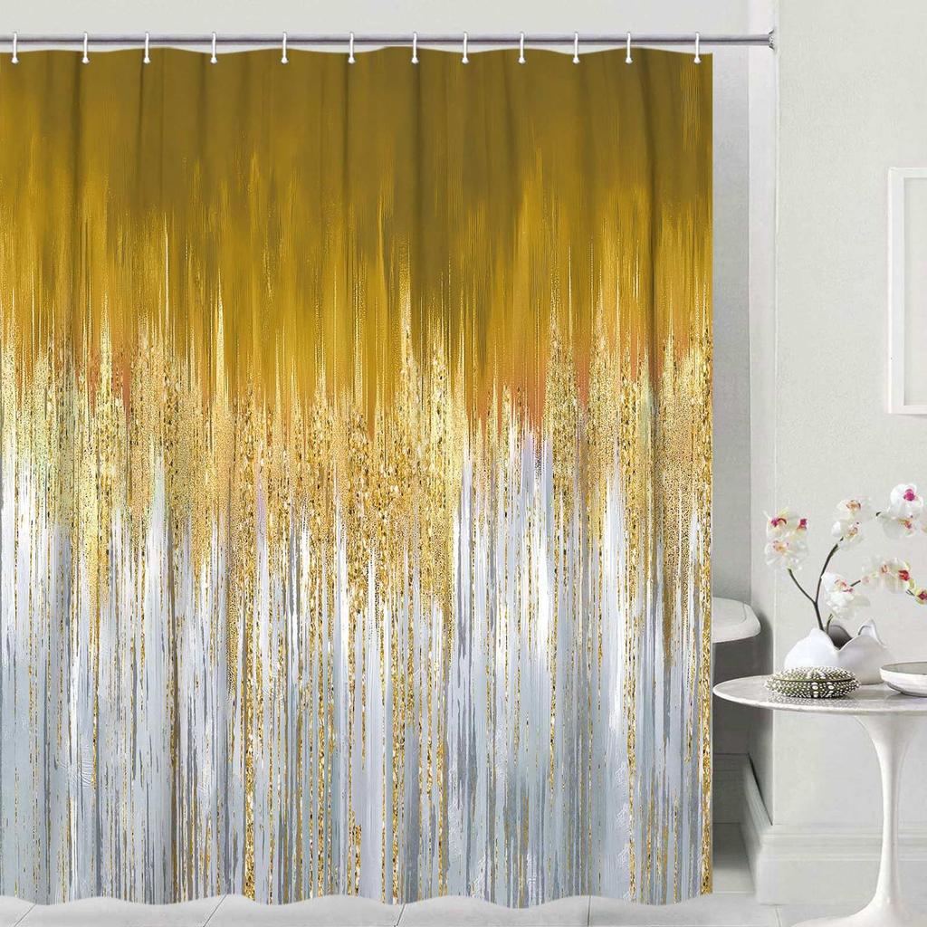 Abstract Shower Curtain Modern Bathroom Shower Curtain Set Beach Aesthetic Stripes Contemporary Minimalist Painting Fabric Shower Curtain Curtain