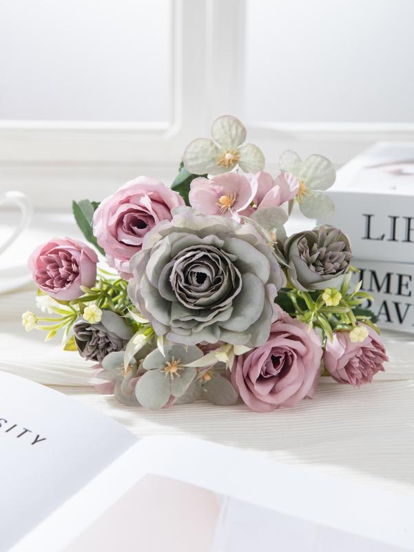 

Artificial Flowers Silk Rose Outdoor Yard Garden Wedding Bridal Bouquet Vase Home Room Wall Decor Festival Party Wreath Diy Gift 2pcs