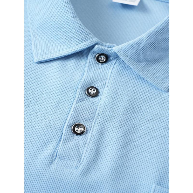 Men S Short Sleeve Polo Shirt Button Pocket Loose Summer Top