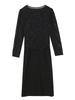 Plus Size Black Sequin Lace Two-Piece Long Sleeve Dress for Women – Slimming Spring/Autumn Style