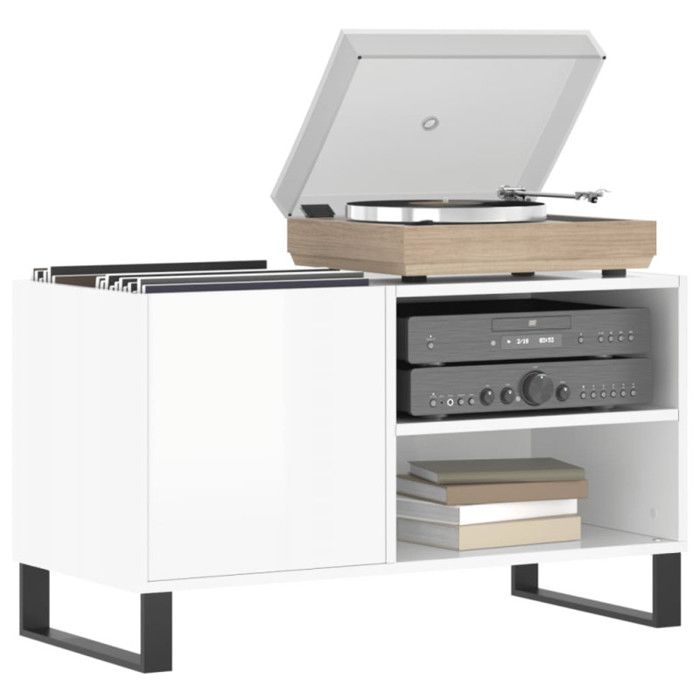 VidaXL Armoire à disques blanc brillant 85x38x48 cm bois d'ingénierie 831710