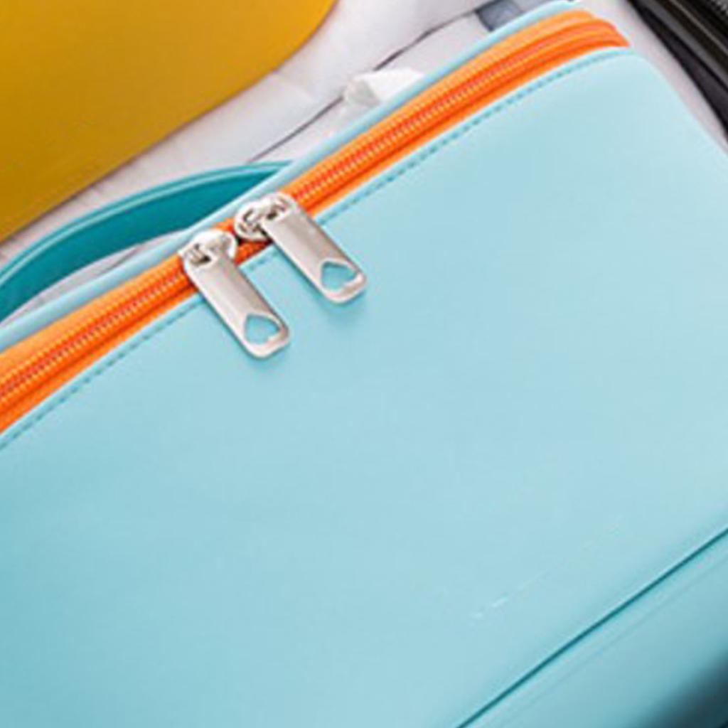 Cosmetic Bag Waterproof PU Leather Portable Fashionable Makeup Toiletry Bag with Handle for Daily