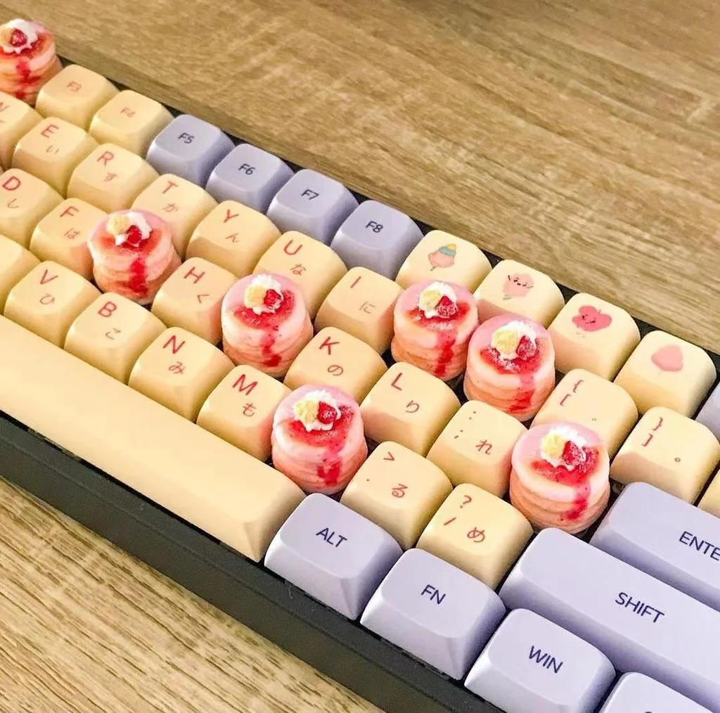 Simulation gourmet keycaps, cream strawberry muffins,  pancakes, personalized niche mechanical keyboard keys keyboard keyboard
