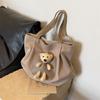 Women's Large Cute Bear Canvas Tote - Versatile Shoulder Bag for College & Commute