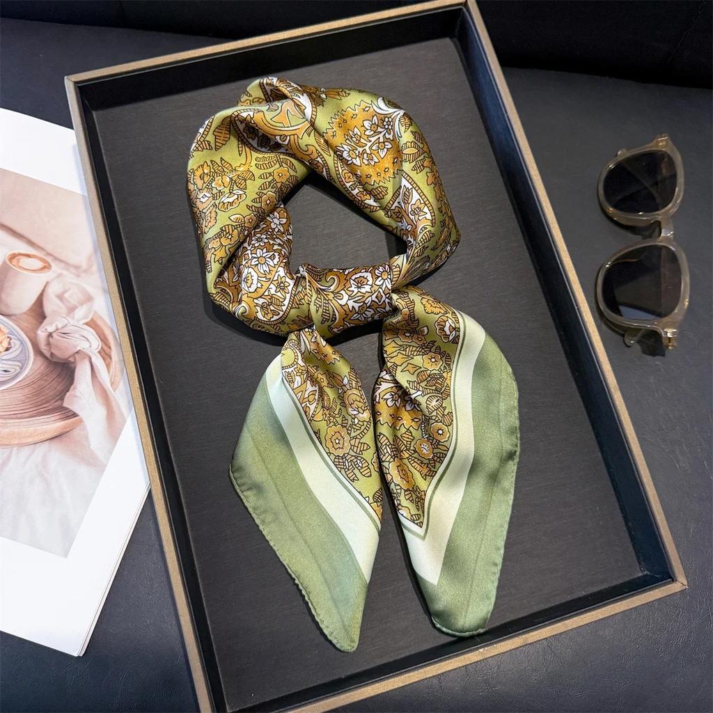 Fashion Luxury Brand 70cm Silk Feel Square Scarf Women Neck Tie Female Hair Bandana Headkerchief Shawl Wrap Hijab Echarpe