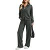 Damen 2-teiliges Set mit Reißverschlussjacke mit Kragen und lockerer Hose mit weitem Bein, Farbe Trendiges Freizeit-Outfit