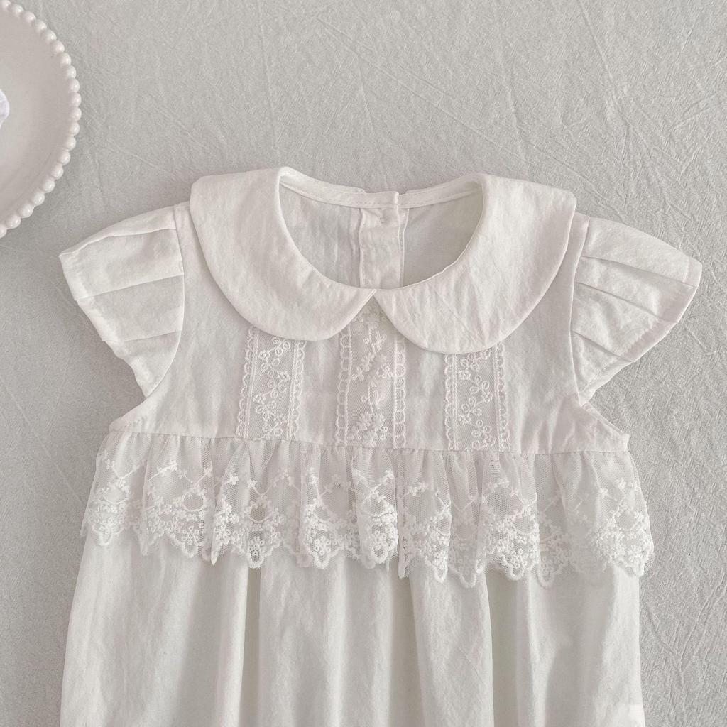 Sommer-Baby-Mädchen-Body & Strampler im koreanischen Stil - Stilvolles Krabbel-Outfit mit Vollmond-Design und Windelschutz für unterwegs