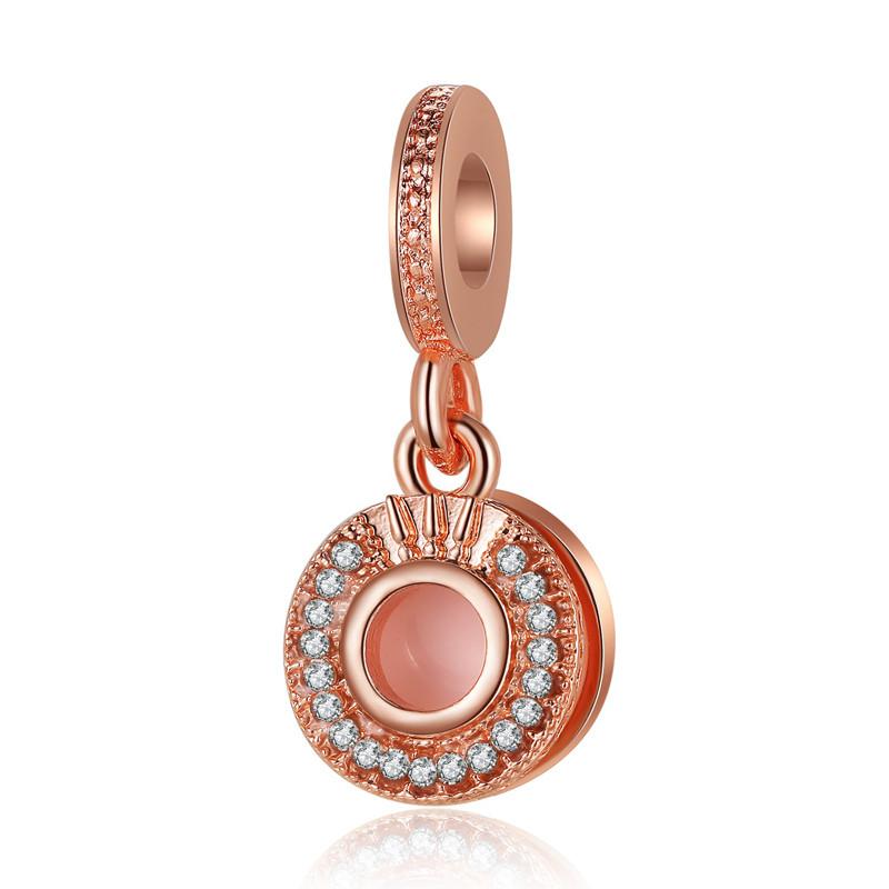 Luxury Rose Gold Plated Crystal Flower Animal Love Heart Charms Beads Fit Original Bracelet DIY Pendants for Jewelry Making
