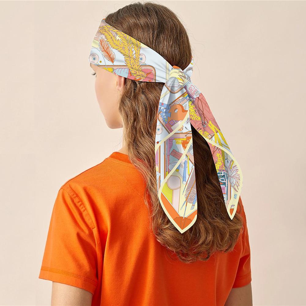90cm Twill Silk Scarf Lady Shawl Dressing Room Printed Square Scarves Women Hijabs Bandana Foulards Neckerchief
