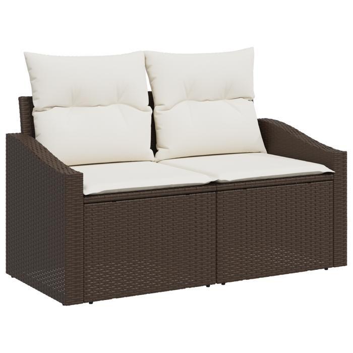 VidaXL 7-piece Garden Sofa Set with Brown Cushions Poly Rattan 3346608