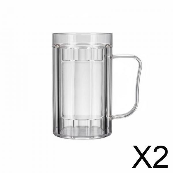 3 Pieces Acrylic Beer Mug Stein Cup Break Resistant PET with Glass Like And Ergonomic