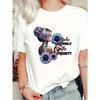 Women Y2K Retro Self-Care T-Shirt Make Yourself A Priority Floral Female Face Print White Oversized Crew Neck Short Sleeve Casual Top