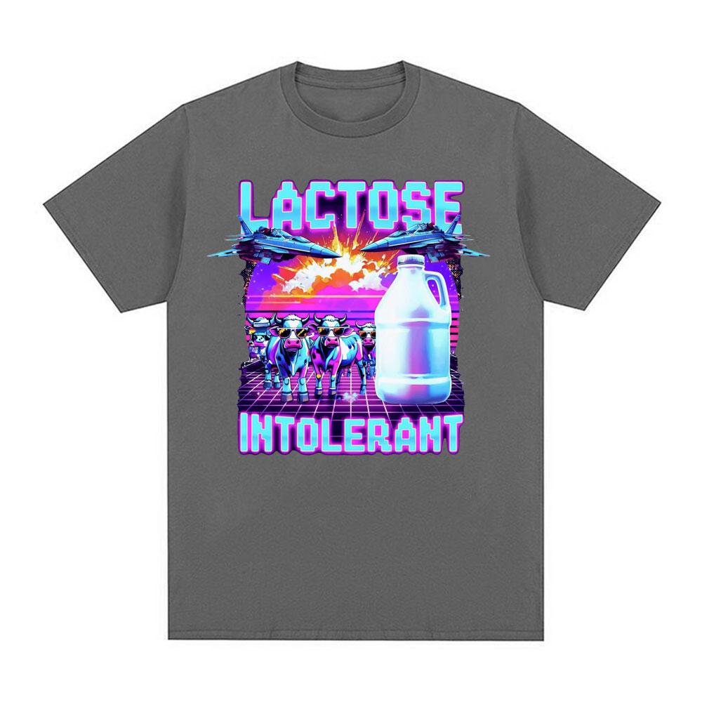 Lactose Intolerant Meme New Graphic T-Shirt Retro Milk 90s Funny T Shirts Men Women Casual 100% Cotton Humor Short Sleeve Tshirt